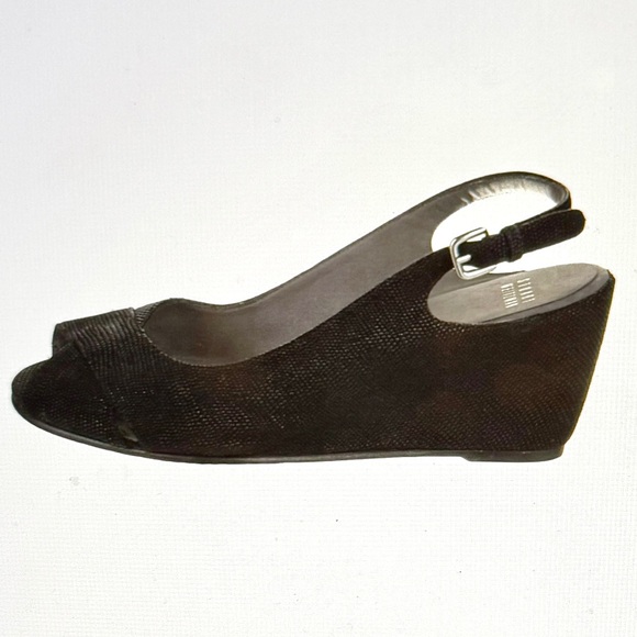 Stuart Weitzman Black Genuine Suede Slingback Sandals with Silver Accents NWOT - Picture 1 of 8